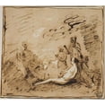 thumbnail image 2 of Claude Lorrain 22x20 Black Ornate Framed Double Matted Museum Art Print Titled: Nymphs and Satyrs Playing Musical Instruments, 2 of 5