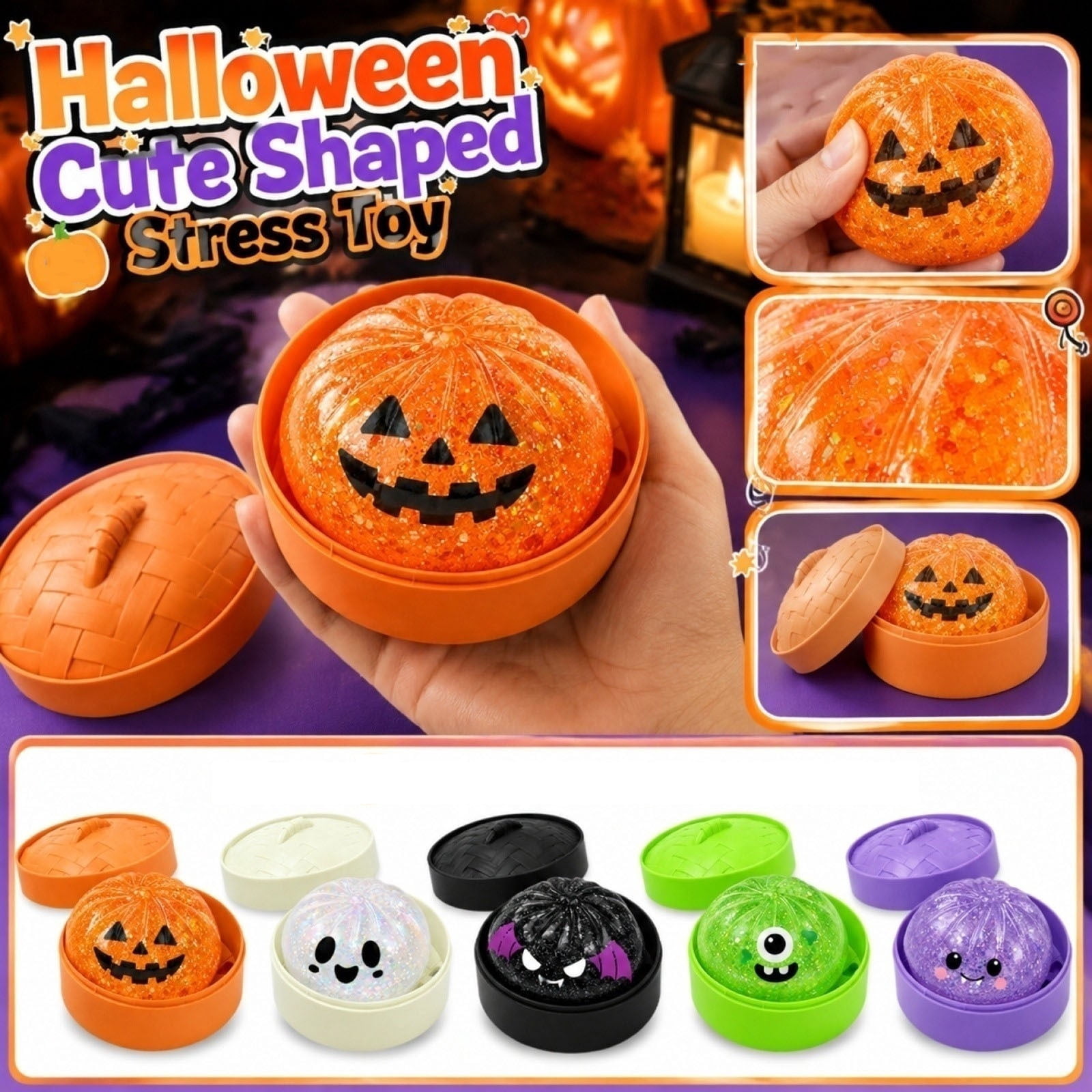 2026 Halloween Blind Box Ghost Dumpling Squishy, Glitter Ghost Dumpling, Gothic Tabletop Accent Decorative Fidget Toy, Ghost Dumpling Stress Squeeze Balls Collectible Figurine