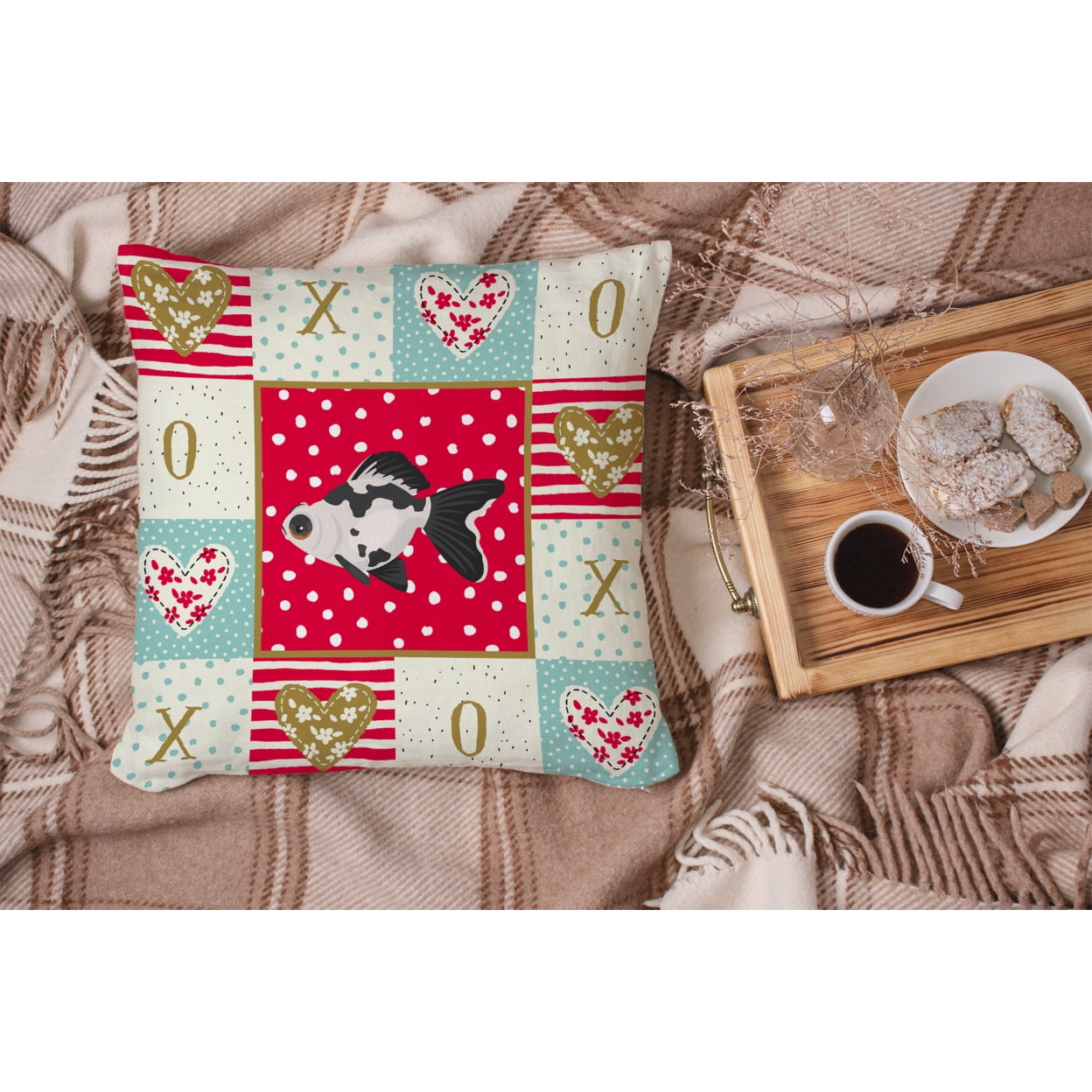 Carolines Treasures CK5480PW1414 Telescope Eye Goldfish Love Fabric Decorative Pillow 14Hx14W multicolor
