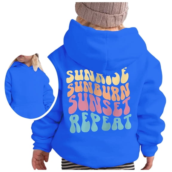 Bainana Kids Girls' Hoodies Letter Print Long Sleeve Hooded Sweatshirts Comfort Fit Child School Play Tops Clothes Blue Size 2-3 Years
