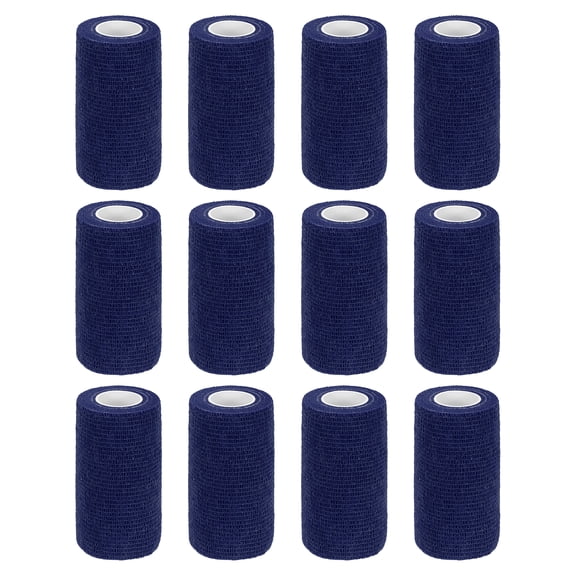 12 Pack Elastic Cohesive Bandage Wrap 4 Inch x 5 Yards Breathable Self Adhesive Athletic Tape Roll Navy Blue