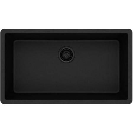 Quartz Classic Undermount Composite 33 in. Single Bowl Kitchen Sink in Black