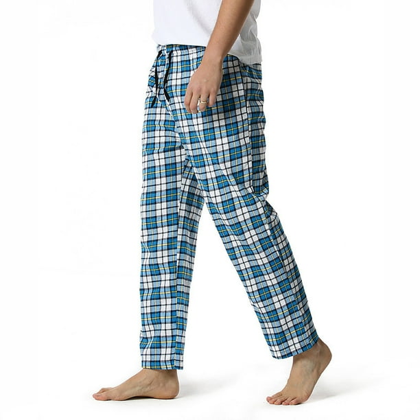 Men's Cotton Plaid Flannel Pajama Pants, Brushed Soft Lounge & Sleep PJ
