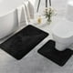 thumbnail image 1 of Juego de felpudos con diseño de hojas | Alfombras de baño de poliéster antideslizantes e impermeables | Estilo moderno (40 x 50 cm y 50 x 80 cm) | Felpudos de secado rápido para baño, salón, cocina, 1 of 8