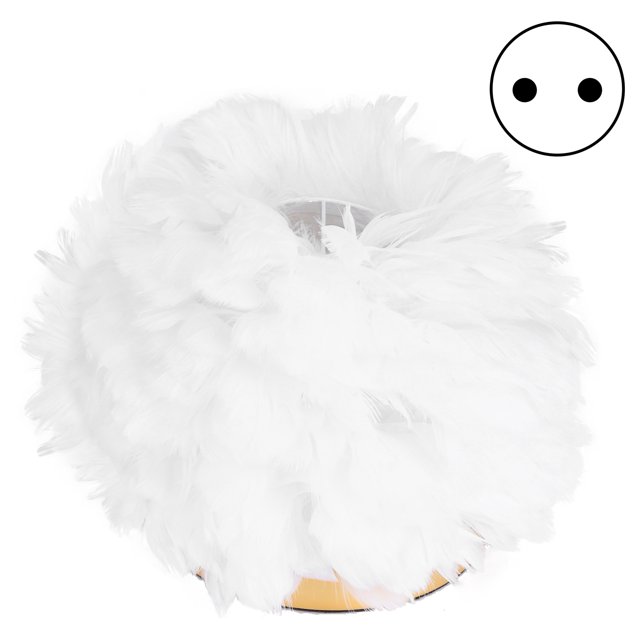 Lámpara de mesa de plumas blancas, luz LED nocturna para mesita de noche, lámpara de escritorio E27, decoración de dormitorio, enchufe europeo de 110-240V