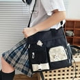 thumbnail image 2 of Faraee Cute Messenger Bag Womens Canvas Shoulder Crossbody Purse Multi Pockets Top Handle Satchel Casual College School Handbag Black, 2 of 7