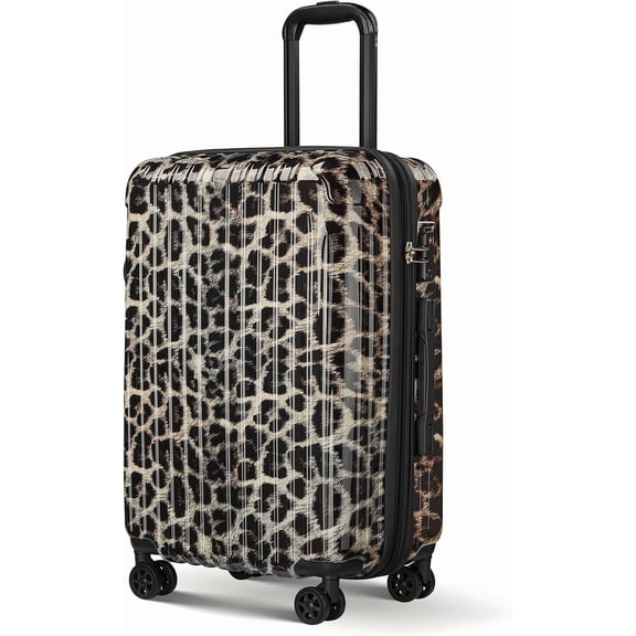 20 Inch Expandable Hardside Carry-On Luggage with Spinner Wheels TSA Lock Cheetah Print
