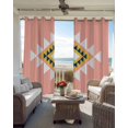 thumbnail image 4 of Pink Black Yellow Boho Blackout Curtains, Light Blocking Print Window Curtains, Simple Romantic Abstract Geometric Thermal Insulated Window Drapes for Living Room 2 Panels, 84"W x 84"L, 4 of 9