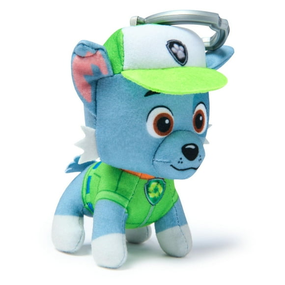 PAW Patrol: Rescue Wheels, 4-Inch Rocky Plush Toy, Miniature Stuffed Animals with Keychain Clip, Kids Toys for Boys and Girls 3+