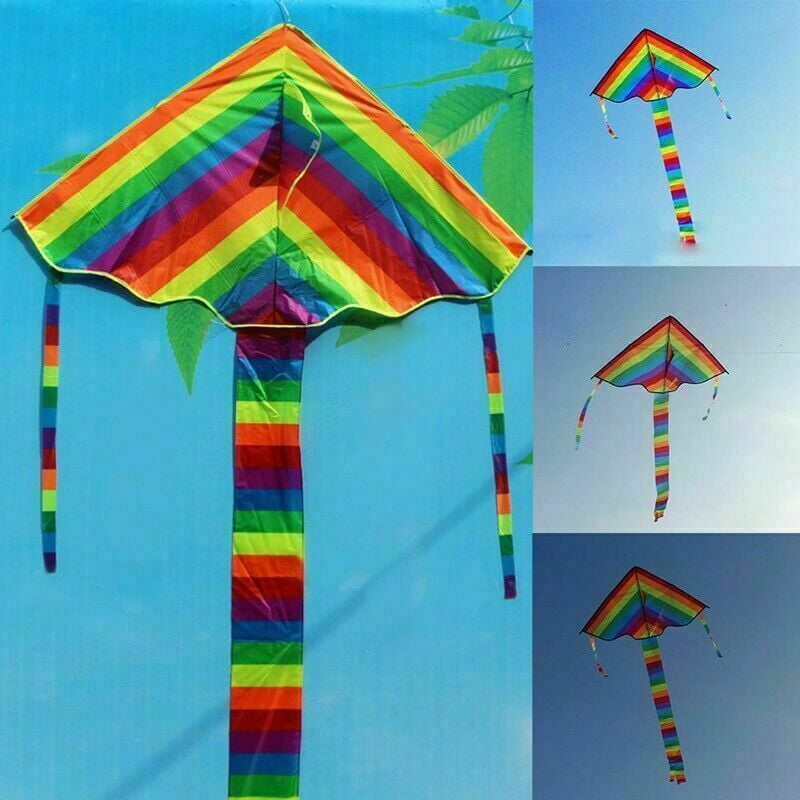 Rainbow Triangle Kite Outdoor Children Fun Sports Kids Children Toys Air Fly
