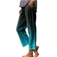 thumbnail image 2 of Xunlbb Women's Lightweight Summer Pants, Women'S Spring Print All-Match Straight Leg Casual Pants ,A-Sky Blue M, 2 of 5