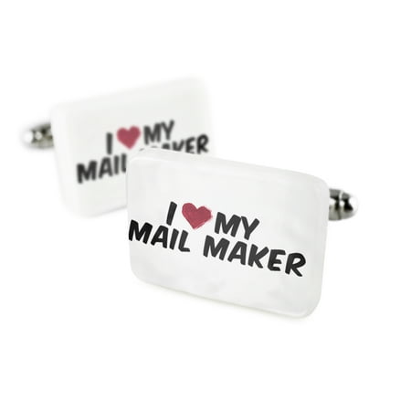 Cufflinks I heart love my Mail Maker Porcelain Ceramic NEONBLOND
