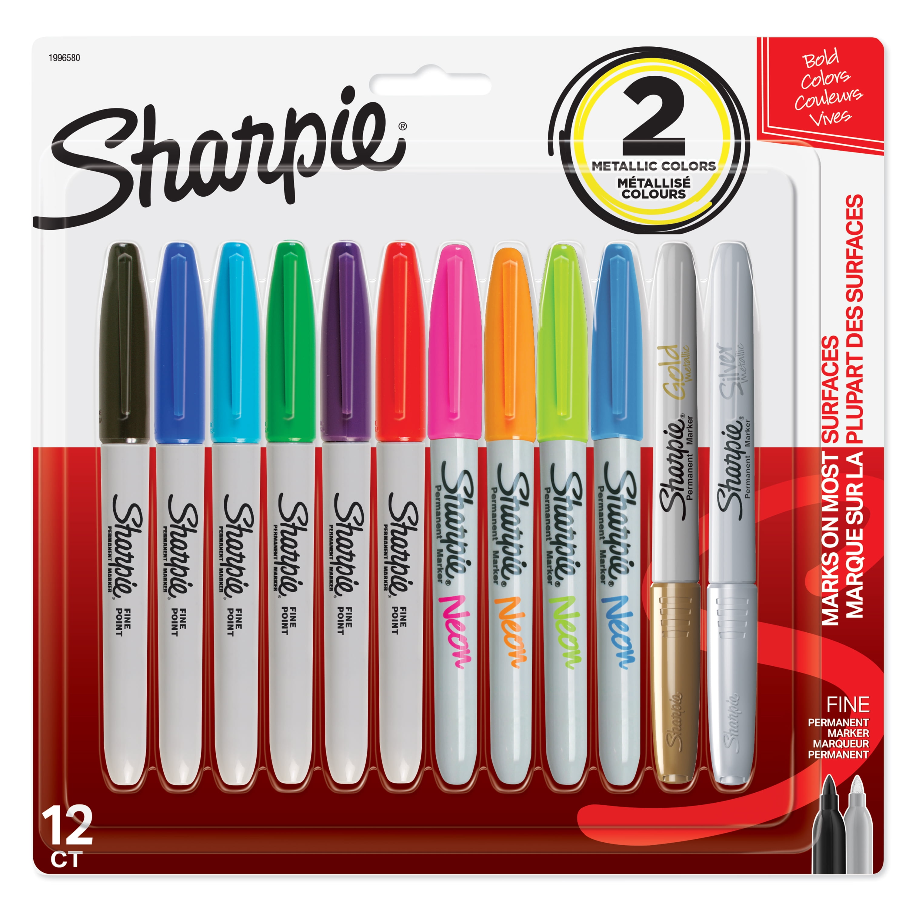 Sharpie Permanent Markers, Fine Point, Assorted Bold ...