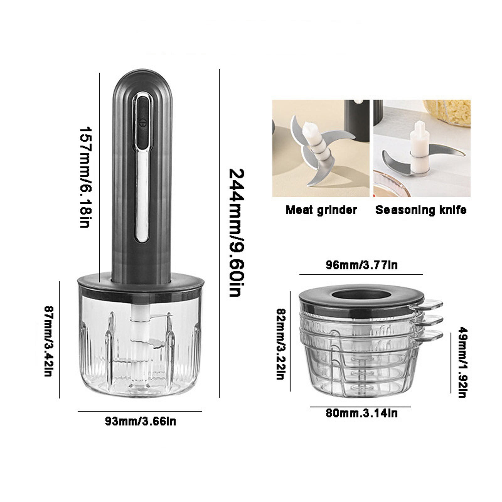 JingChun Small Cordless Food Processor Electric Vegetable Chopper,USB Rechargable Compact Meat Grinder with 2 Slicers for Baby Foods Kitchen,Mincing Pureeing Onion Garlic Chili & Spices