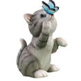thumbnail image 2 of Estatua de gato de jardín de dibujos animados, escultura de gatito, mariposa, luz Solar, figura decorativa creativa respetuosa con el medio ambiente p Gris, 2 of 8