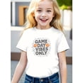 thumbnail image 1 of Girls' "Game Day Vibes Only" Rugby Graphic Cotton T-Shirt - Lightweight Breathable Short Sleeve Top with Orange & Black Lettering, Casual Summer Tee for Kids, Casual Kids Wear | Playful, 1 of 6