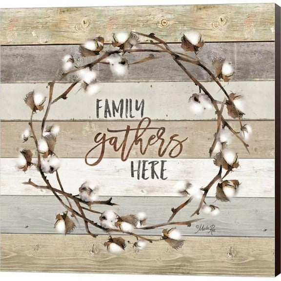 Metaverse C958987-0120000-ACDAAMA Family Gathers Here Cotton Wreath by Marla Rae Canvas Wall Art - 12 x 12 in.