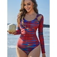 thumbnail image 3 of Charmo V Neck Rash Guard for Women One Piece Bathing Suits Tummy Control Long Sleeves Monikini Swimsuit, 3 of 5