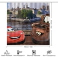 thumbnail image 3 of 4 Piece Cartoon Cars Fabric Shower Curtain Set, Anime Cute Shower Curtain and Rug Set for Bathroom, Toilet Lid Cover and Bath Mat with 12 Hooks Curtain Set Decor 48x72 in, 3 of 16