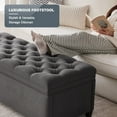 thumbnail image 5 of 50" Storage Ottoman Bench, Tufted Ottoman with Storage Bench for Living Room, Large End of Bed Bench Ottomans, Modern Entryway Benches, Window & Bedroom Benches for Foot of Bed,Darkgray, 5 of 16
