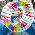 thumbnail image 1 of Zcaukya Rouleau Géant Gonflable de 65 Pouces, Bouée à Roue Roulante Colorée pour l'Eau pour Fêtes d'Été à la Piscine pour Enfants, Roulant sur la Pelouse, Extérieur Intérieur, 1 of 7