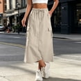 thumbnail image 4 of Umfun Women's Utility Cargo Midi Skirt with Drawstring Waist & Pockets - Solid Color Relaxed Fit Long Skirt for Outdoor Hiking & Daily Wear, 4 of 8
