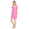thumbnail image 2 of Casual Nights Women's Rayon Short Sleeve Stripe Dorm Sleepwear Nightshirt - Pink Fuchsia - Large, 2 of 5
