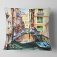 thumbnail image 2 of Designart Venice Canal Meeting Bridge - Cityscape Throw Pillow - 18x18, 2 of 5