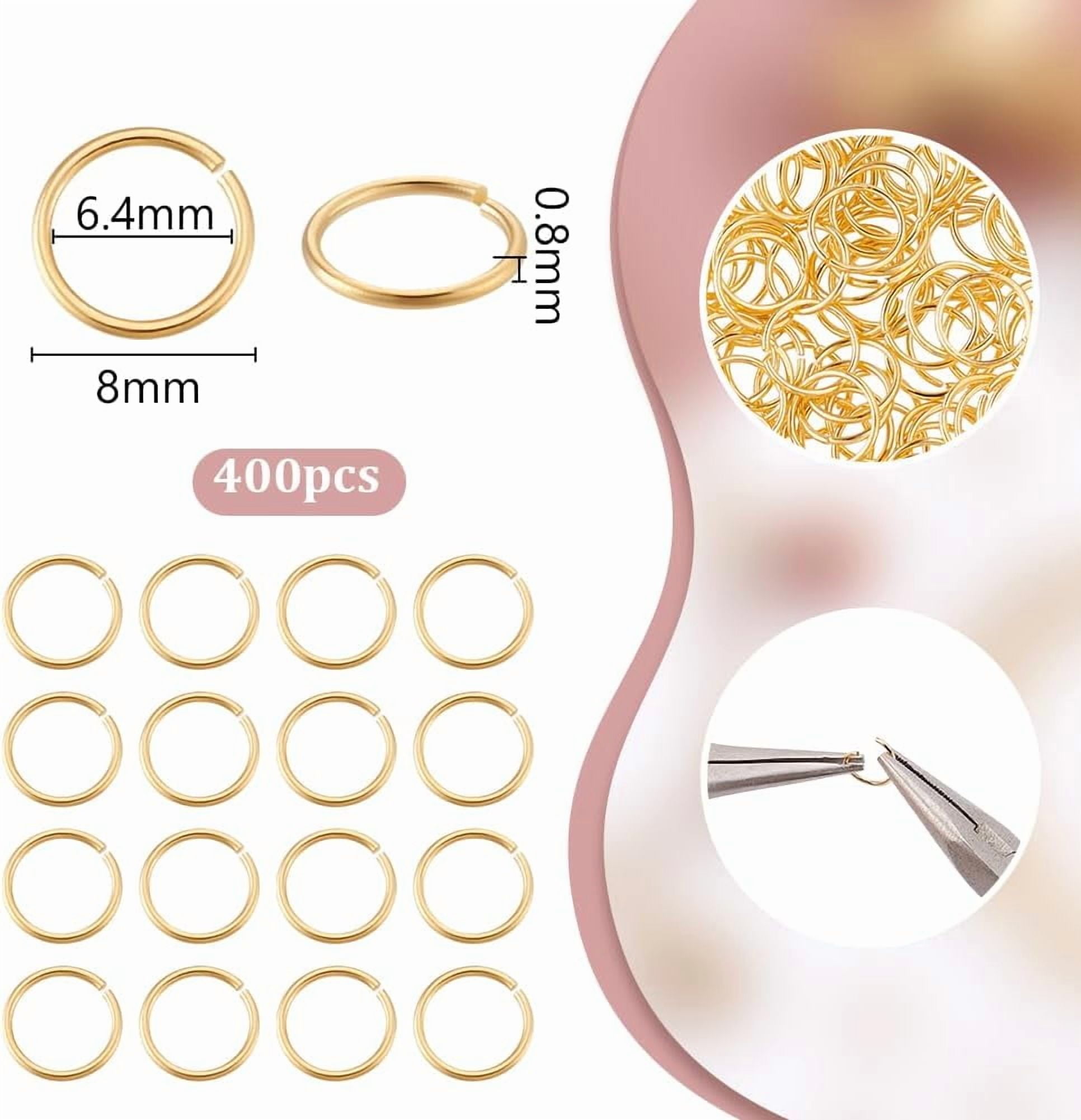 18K Gold Plated Open Jump Ring 400pcs 8mm Linking Ring Brass Jump Ring 18 Guage O Rings Jewellery Connectors Strong Jump Rings DIY