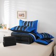 thumbnail image 5 of Erosebridal Abstract Geometric Geometry Bedding Full Size,Retro Swirl Desgin Comforter Sets with Sheets,Blue Black Bedding Sets Full Size,Microfiber Bedroom Decoration Reversible,7pcs, 5 of 7
