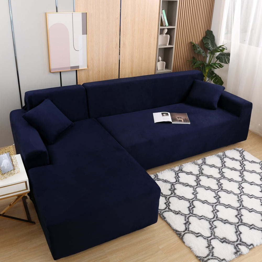 Stretchy Sofa Seat Cushion Cover Couch Bench Slipcover Dark Blue _Size L 