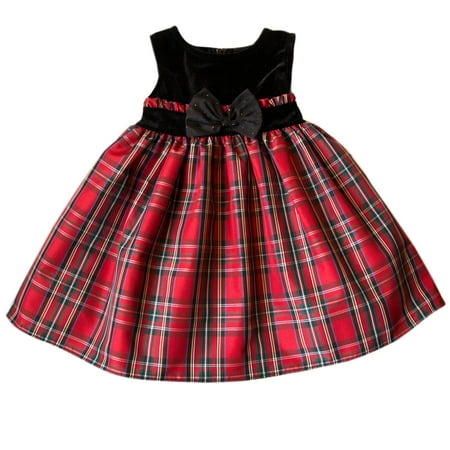 Green And Red Christmas Dresses Good Lad Toddler Girls Red and Green Plaid Christmas Holiday Dress with Velvet Yoke ()