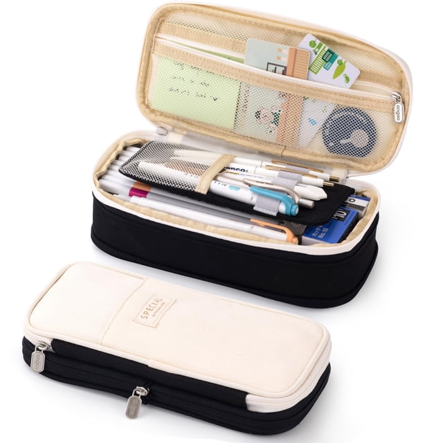 Estuche para lápices EASTHILL de gran capacidad para oficina y escuela, negro