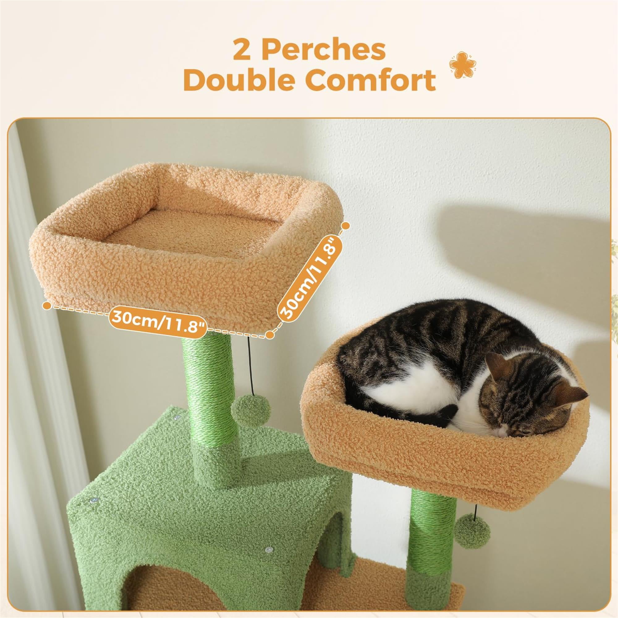 Pefilos 72" Cat Tree Tower for Large Cats, Indoor Cat Condo with Sisal-Covered Scratching Posts and Pads, 2 Padded Perch, Green Pefilos 72" Cat Tree Tower for Large Cats, Indoor Cat Condo with Sisal-Covered Scratching Posts and Pads, 2 Padded Perch, Green