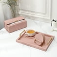thumbnail image 3 of Casegrace Set of 6 Leather Coasters With Metal Holder Home Decorative Waterproof Cup Mat Kitchen Desktop Drink Coaster Set with Cork Base Pink, 3 of 8