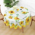 thumbnail image 3 of Sunflower Tablecloth Round 60",Summer Floral Yellow and White Table Cloth Waterproof Wrinkle-Free Tablecloth, Stain Resistant Spill Proof Dining Table Cover for Outdoor Party Picnic, 3 of 6