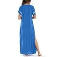 thumbnail image 4 of Abcnature Womens Maxi Dress Savings Clearance Deals, Women V-Neck Split Short Sleeve Printing Dress, Plus Size Summer Casual Long Dresses, Wedding Guest Dresses Beach Party Dress Sky Blue XXL, 4 of 4