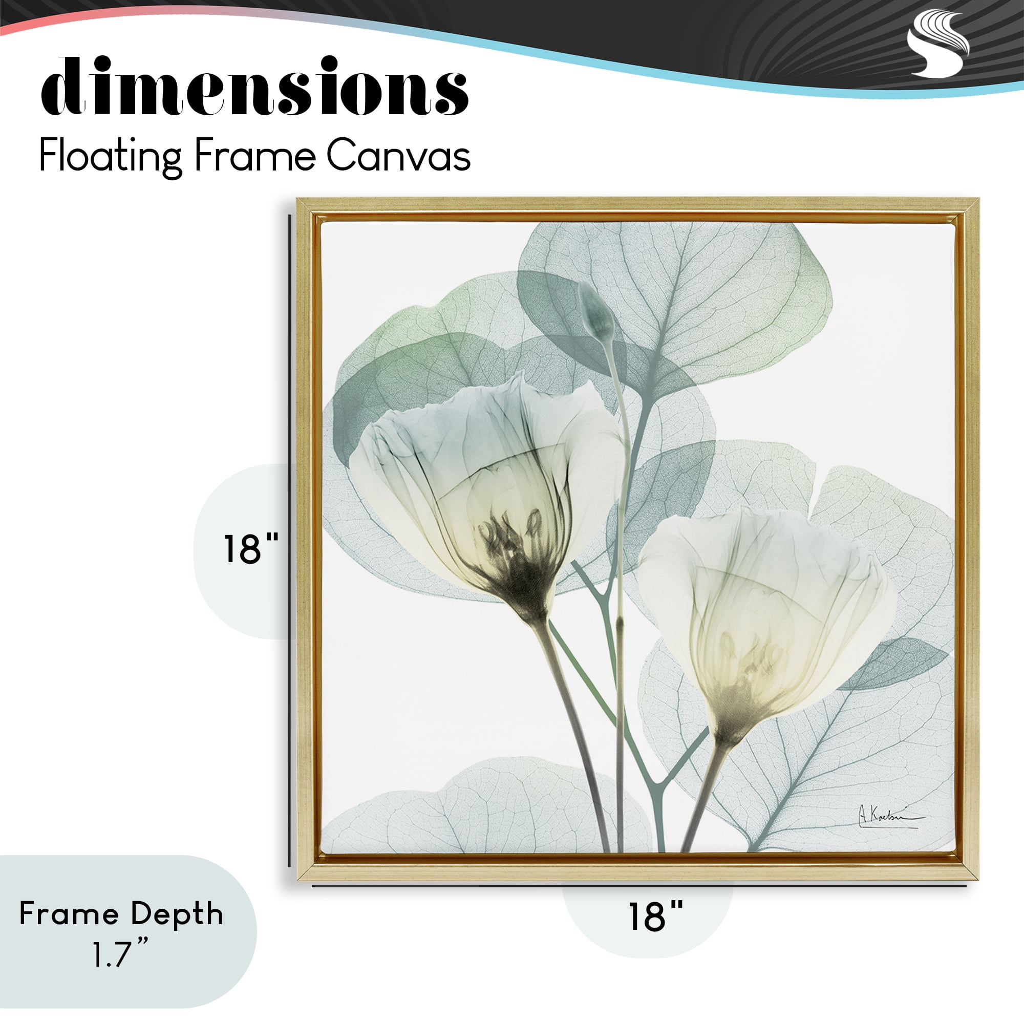 Stupell Industries Divine Fate Flower Leaves Gold Framed Floater Canvas Wall Art, design by Albert Koetsier
