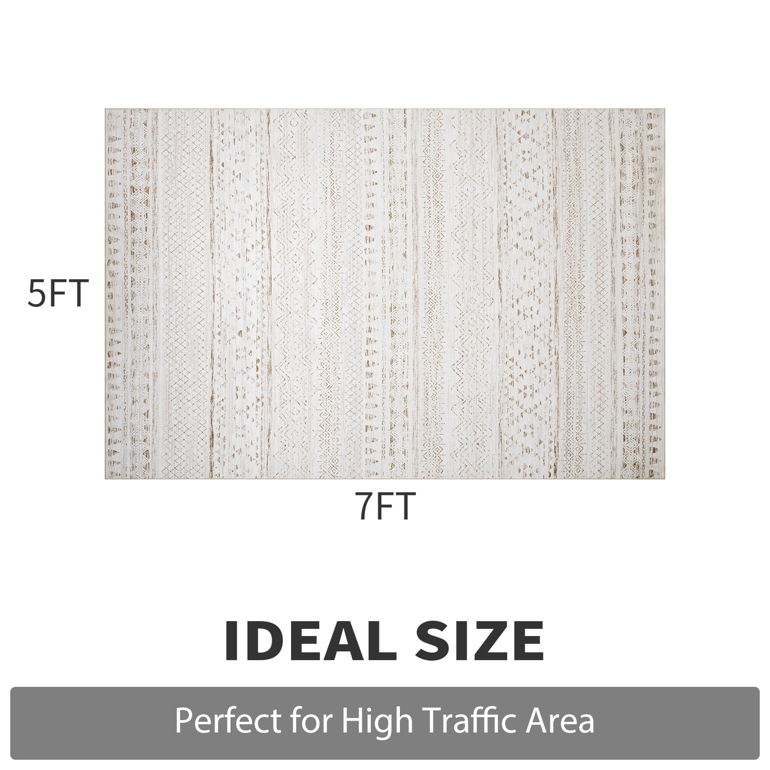 VUNATE Rugs for Living Room 5x7 Washable Area Rug Soft Non-Slip Bedroom Dining Room Floor Accent Rug Boho Carpet Indoor Rug Brown