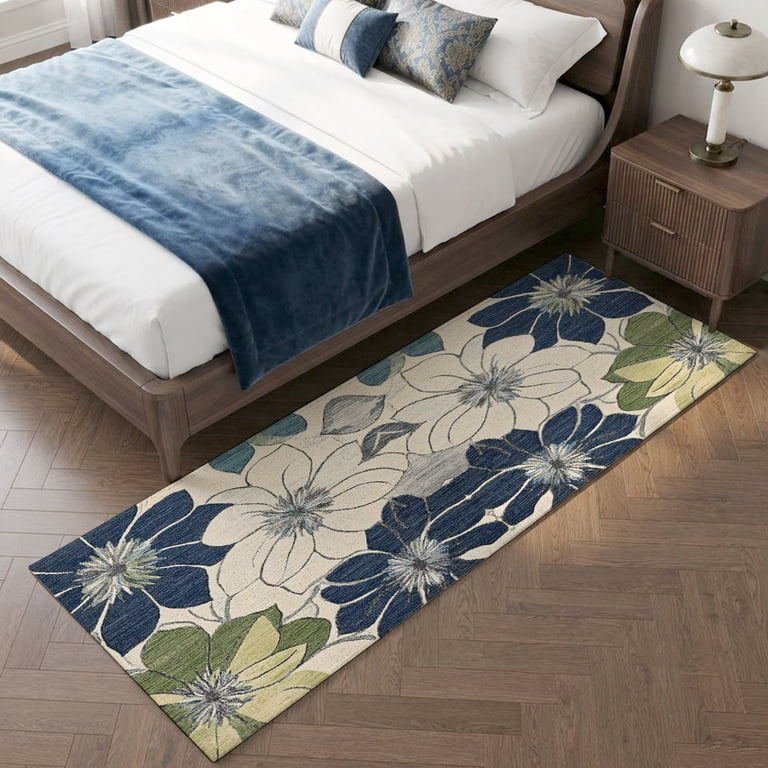 Large Soft Rug 2x6 Washable Area Rugs,Vintage Floral Texture Non-Slip Ultra Soft Rug ...