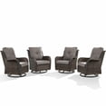 thumbnail image 3 of PARKWELL Outdoor Swivel Gliders Chair Set of 4, Patio Wicker High Back Swivel Rocker Deep Seat Lounge Chair with Gray Cushions for Balcony Deck, Brown Wicker, 3 of 11