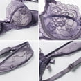 thumbnail image 5 of Women's Sexy Lace Bra Non Padded Underwire Unlined Bra Plus Size Lace Bralette(Purple,34E), 5 of 5