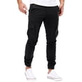 thumbnail image 1 of Pantalones de moda masculina, deportivos y de ocio, de color liso, con bolsillos y lazo, de algodón, para vacaciones y uso diario, 1 of 5