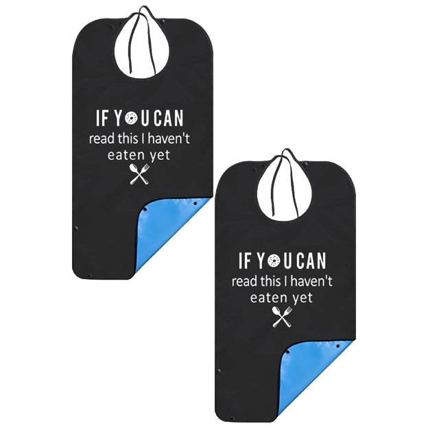 Oleegame 2PC Pretty Apron Adult Towel Elderly Food Double Printing Design Eating Attentive Protective Goods Convenient And Practical
