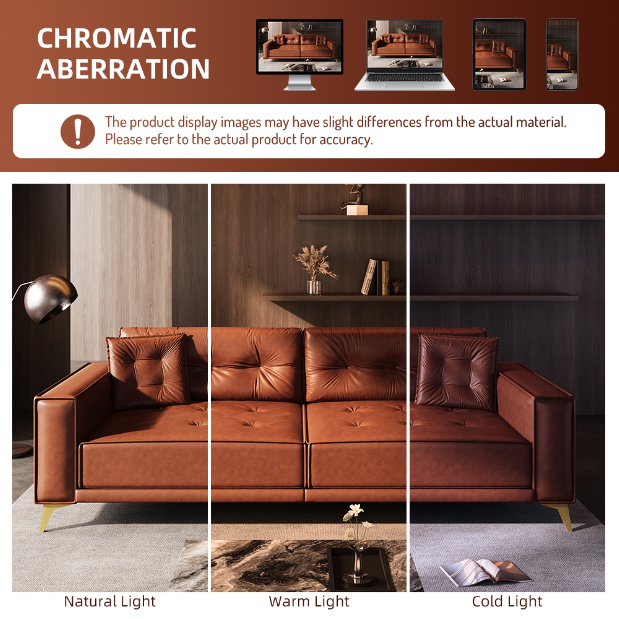 LLappuil King Size Pull Out Sofa Bed, Oversized Faux Leather 4 Seat Sofa Convertible Sleeper Sofa Bed Light Brown