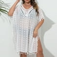 thumbnail image 4 of Pitauce Swimsuit Coverup for Women Sexy Hollow Out Embroidery Crewneck Tassels Pool Beach Cover Ups Short Sleeve Summer Casual Bikini Cover Up, 4 of 7