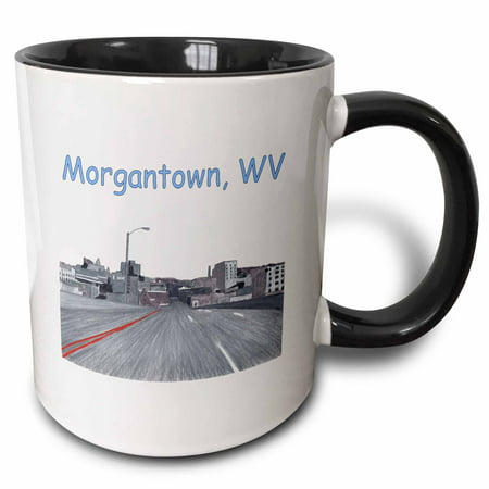 3dRose Colored Pencil Drawing of the City Skyline of Morgantown WV, Two Tone Black Mug, (Best Pepperoni Rolls In Morgantown Wv)