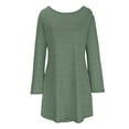 thumbnail image 5 of IROINNID Long Sleeve Dress for Women Thigh-Length Fit&Flare Dress Fall and Winter New Slim Trendy Dress V-neck Bubble Sleeve Pleated Skirt,Green, 5 of 8