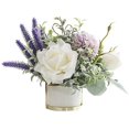 thumbnail image 1 of Rosas Artificiales Con Maceta De Cerámica - Soporte De Flores De Metal - Plantas De Guirnalda Decorativa, 1 of 5