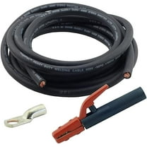WeldingCity 50-ft 2-AWG USA-made Heavy Duty Welding Cable with Stick Electrode Holder Stinger and Terminal Lug for Welder Whip Lead
